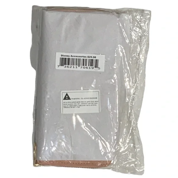 Minnie Mickey Mouse Wristlet Clutch  Convertible Long Wallet Dusty Pink - Picture 12 of 16